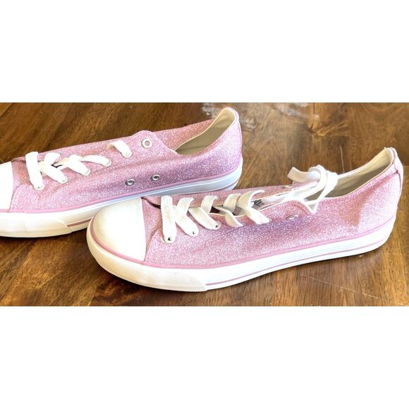Pink Glitter Canvas Sneakers Womens Size 11 Shoes With White Laces Size 11 US - Picture 5 of 14
